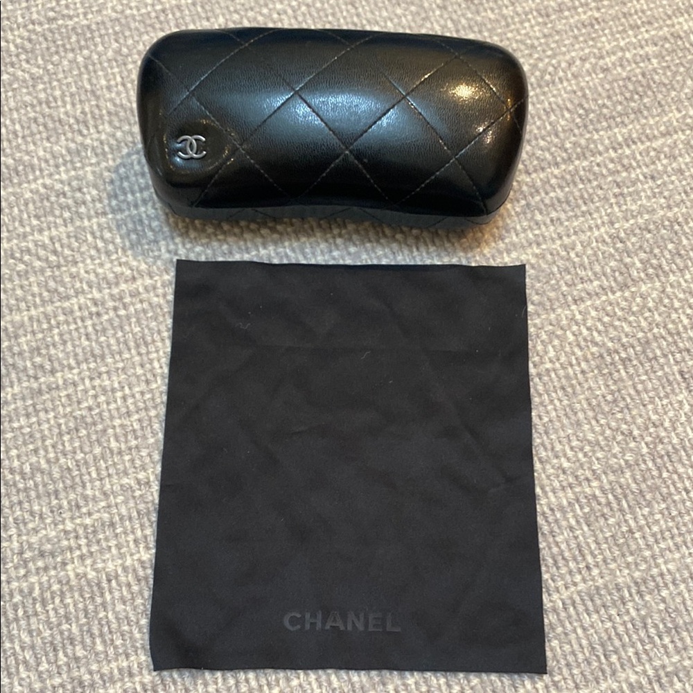 CHANEL Black Quilted Glasses Case